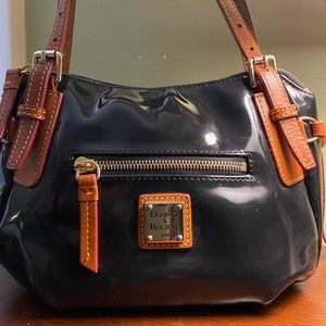 Dooney & Bourke Black Patent Small Zip Satchel